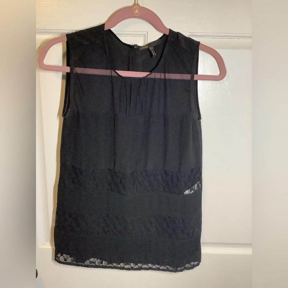 Maje black lace top size 1 silk and cotton XS-S